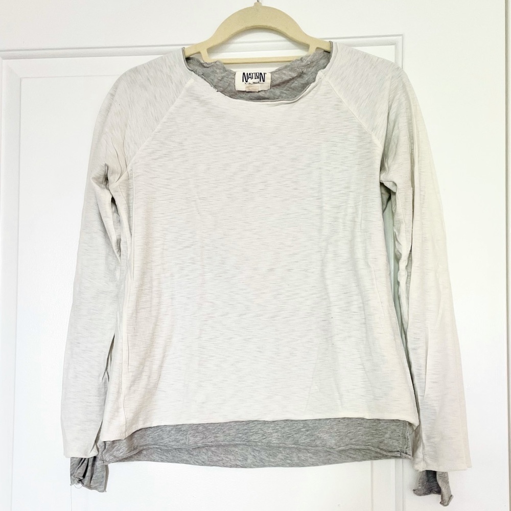 Nation LTD white and grey layered long sleeve tee